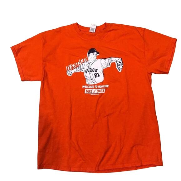 Houston Astros MLB Pitcher Zack Greinke Short Sleeve Orange XL - Picture 2 of 4
